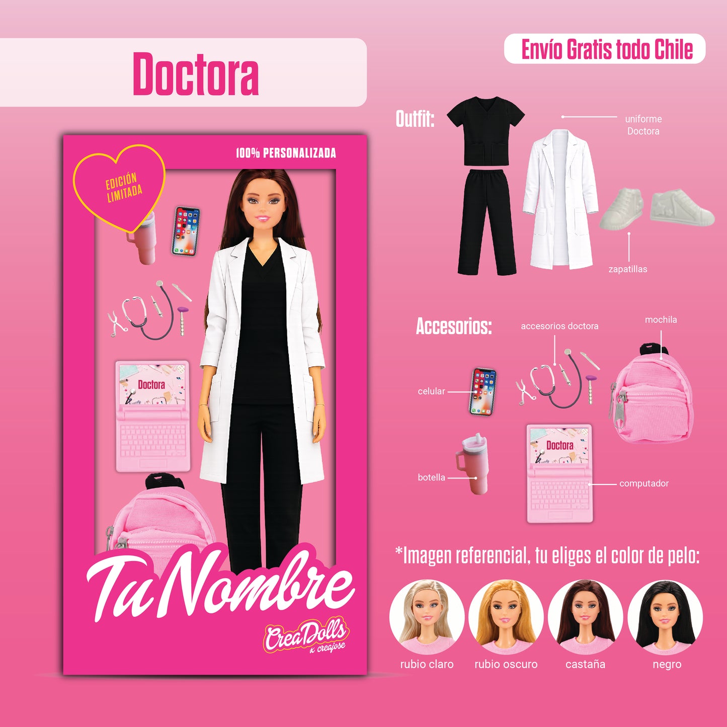 Doctora uniforme negro